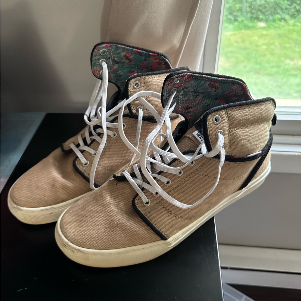 Vans Tan Canvas High-Top Sneakers